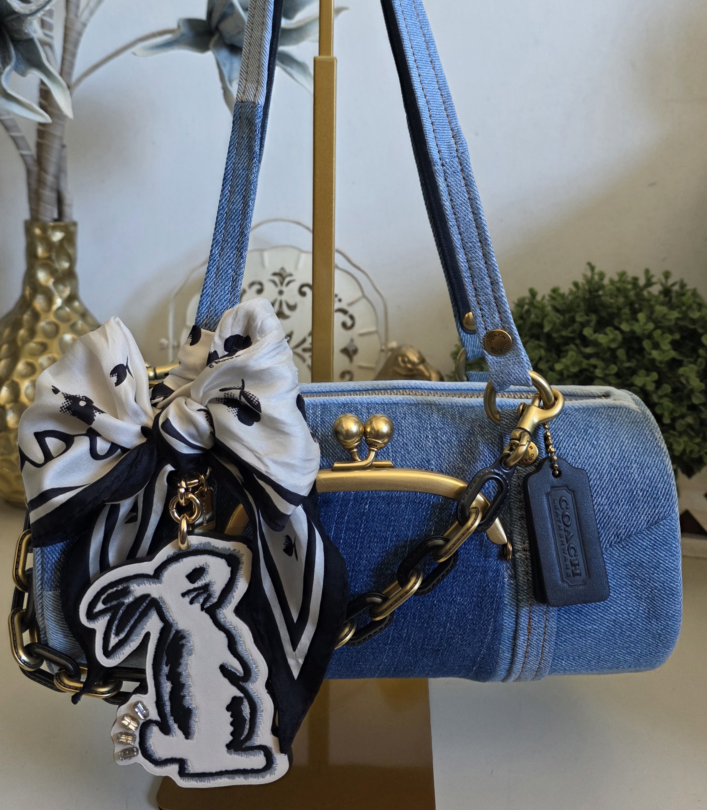 Kisslock Barrel Bag 28 In Repurposed Denim | Bags | Coach | COACH®