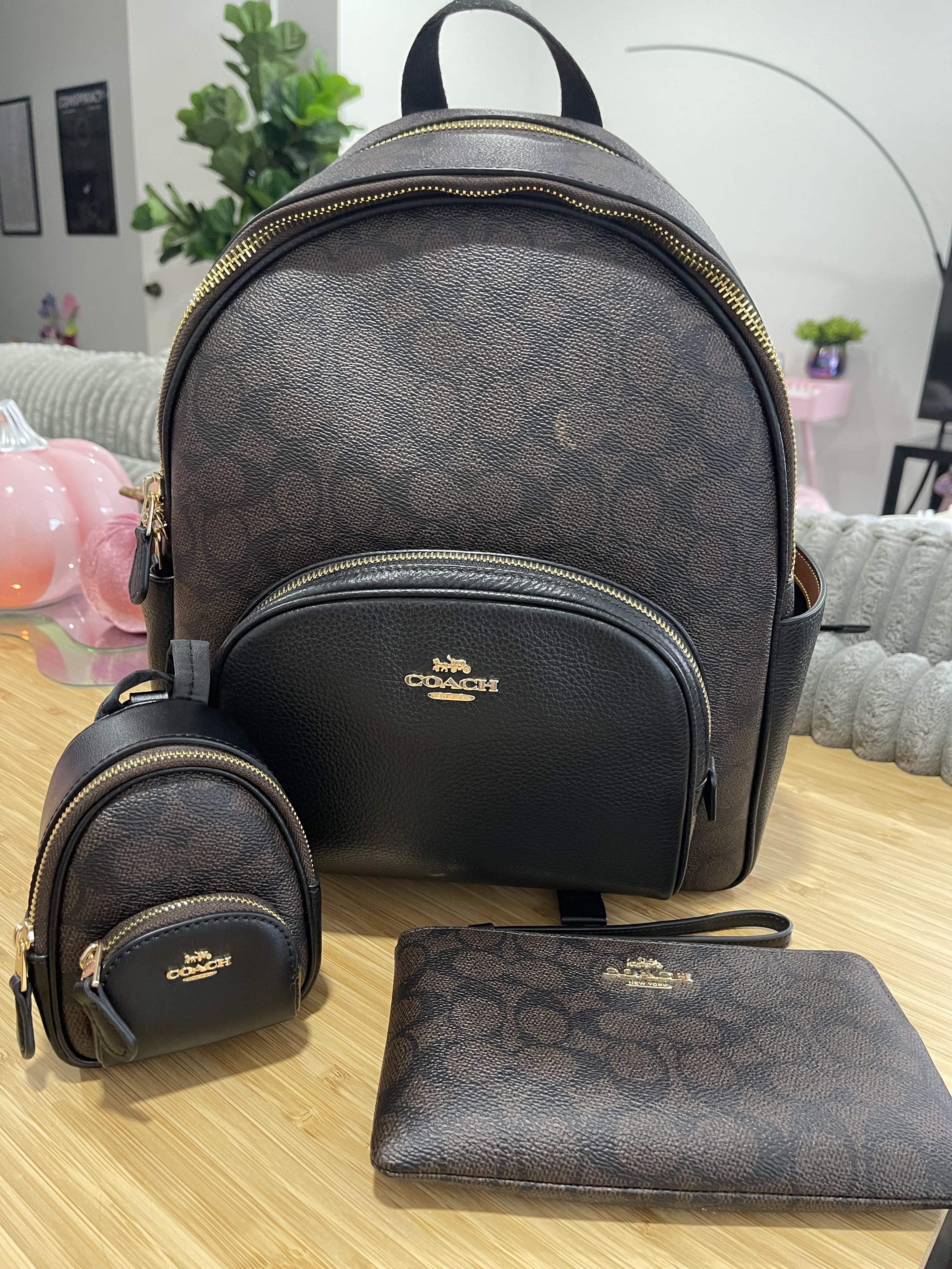 バッグ COACH Signature Black Backpack Charm Y2K Mini Court Backpack Bag Charm In Signature Canvas | Accessories