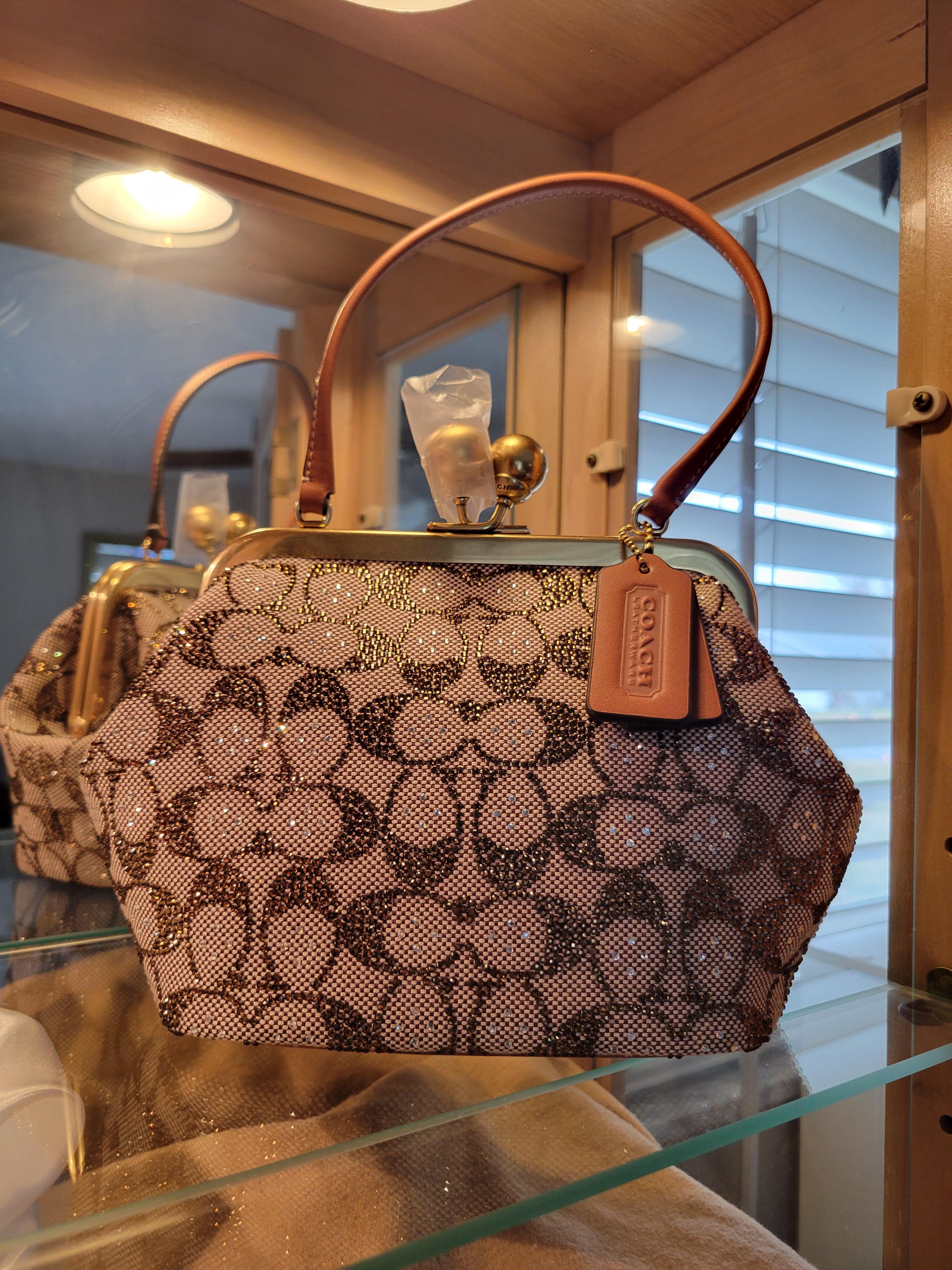 COACH® | Kisslock Frame Bag 16 In Crystal Signature Jacquard
