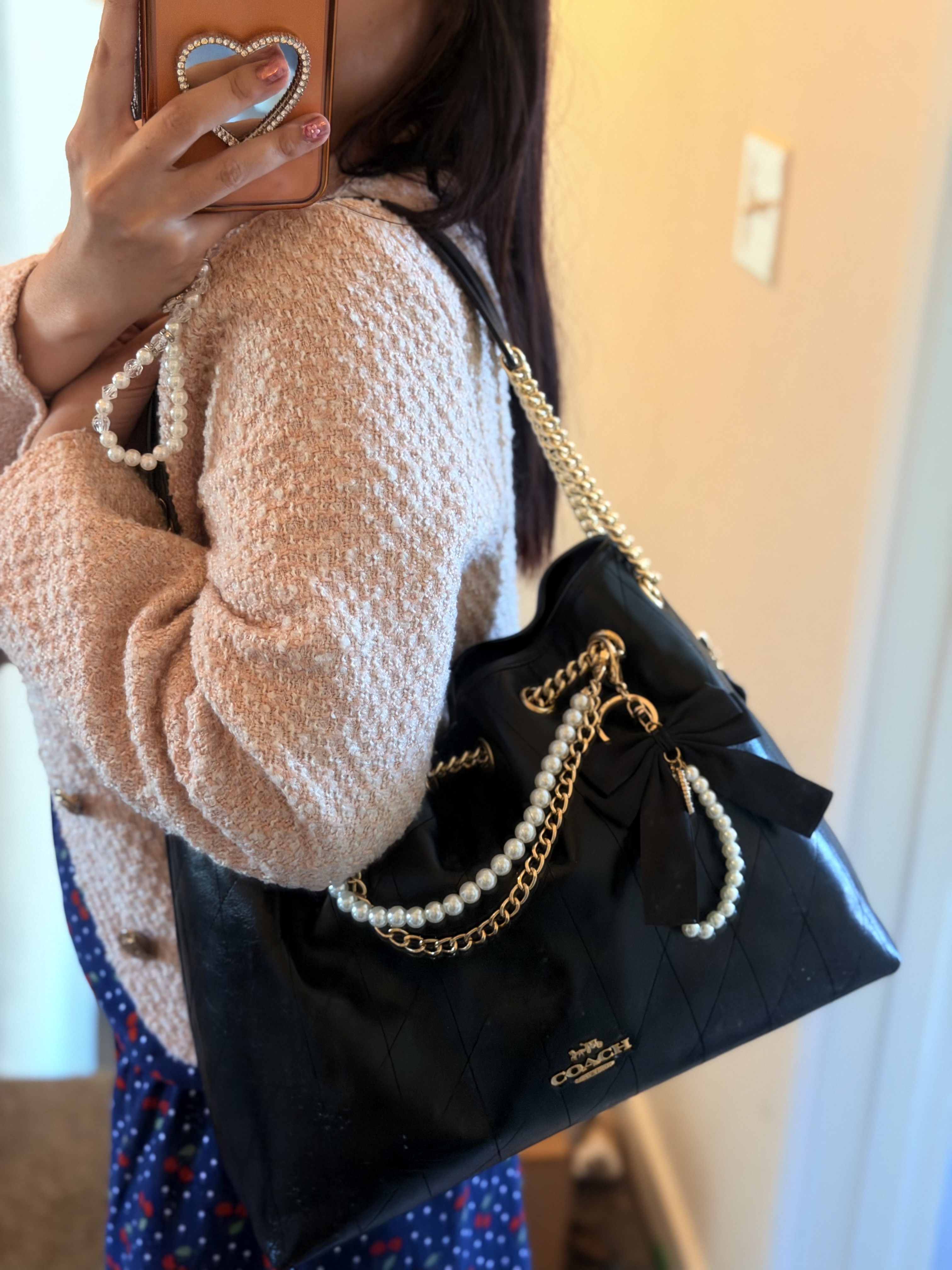 Evelyn Shoulder Bag In Loved Denim With Quilting And Charm | Bags