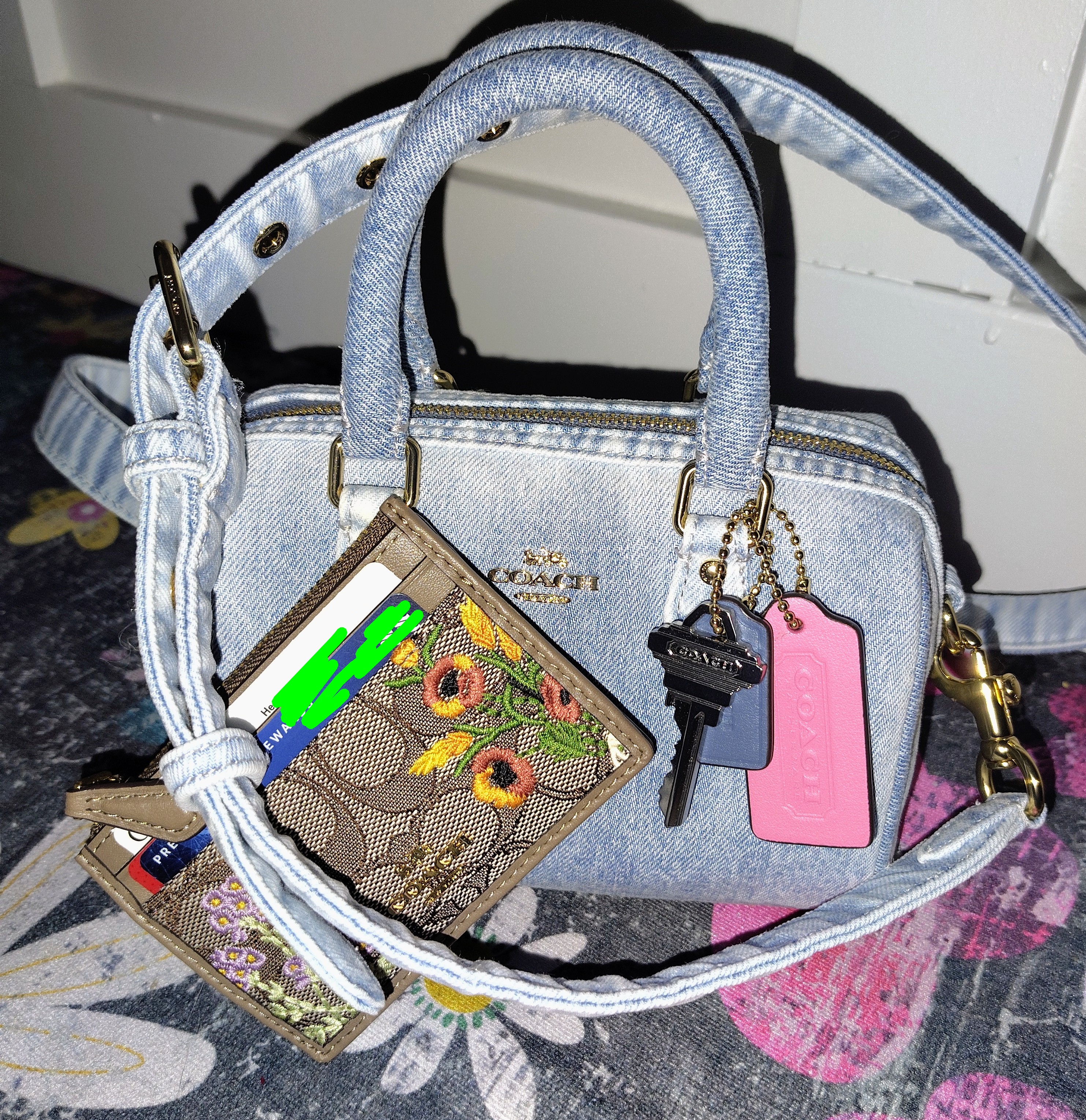 Mini Rowan Crossbody Bag In Signature Jacquard With Floral