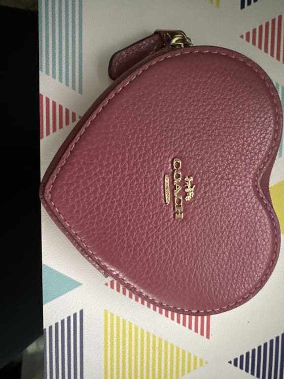 Heart Coin Case In Signature Canvas With Heart Print | COACH®