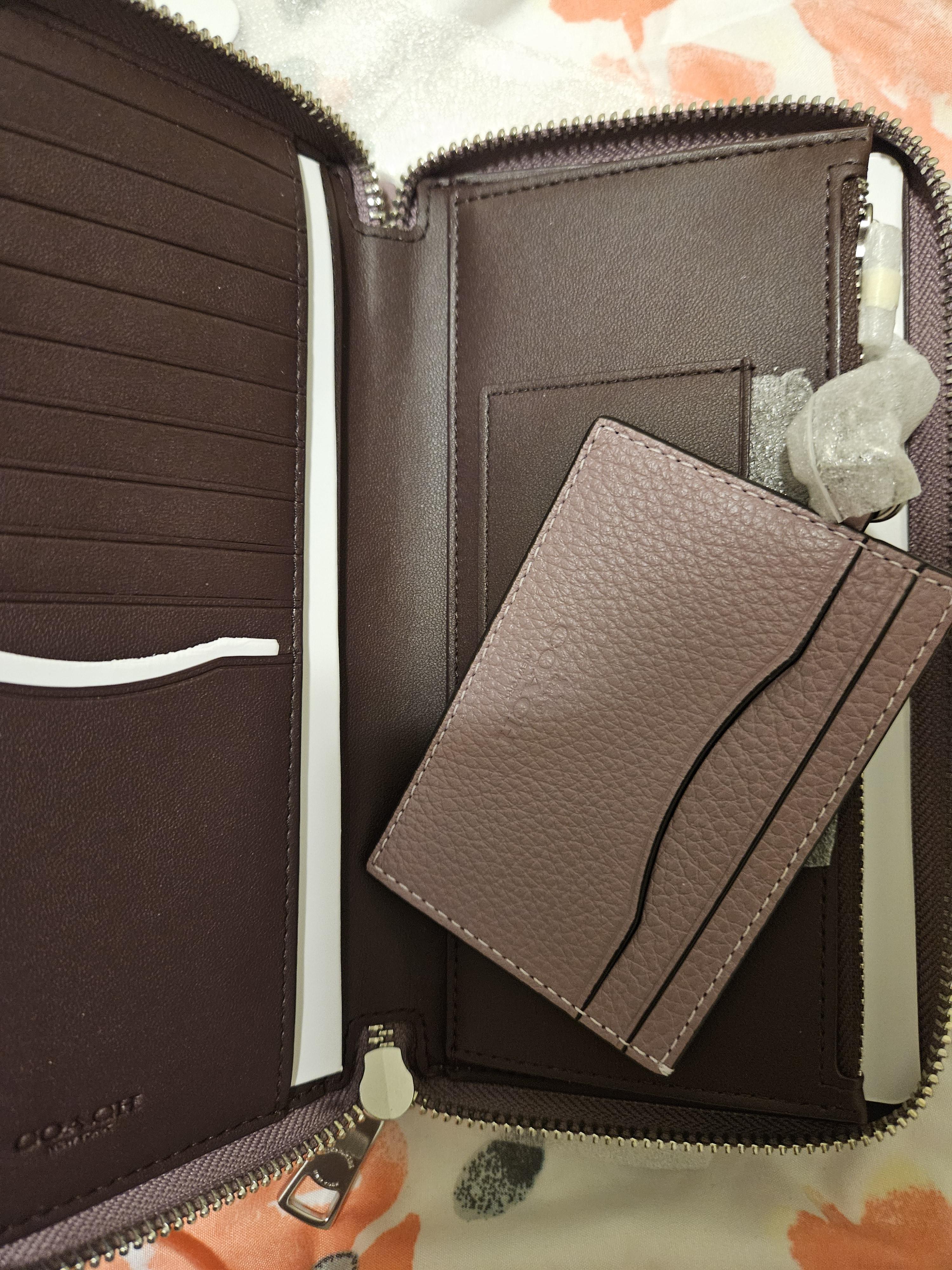 Long Zip Around Wallet With Detachable Card Case In Signature