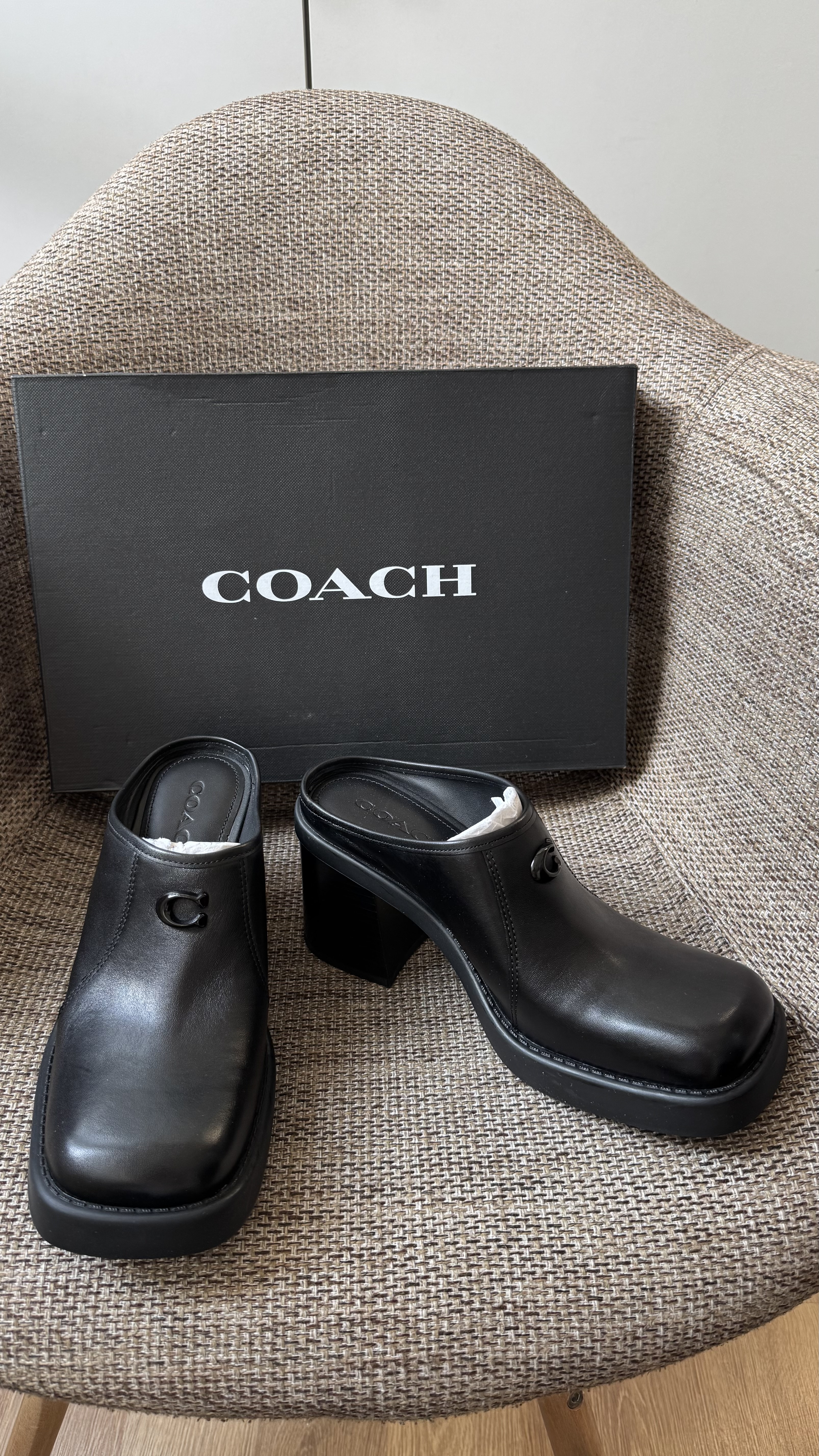 Sculpted C Heeled Mule In Loved Denim | Other Shoes | Coach | COACH®