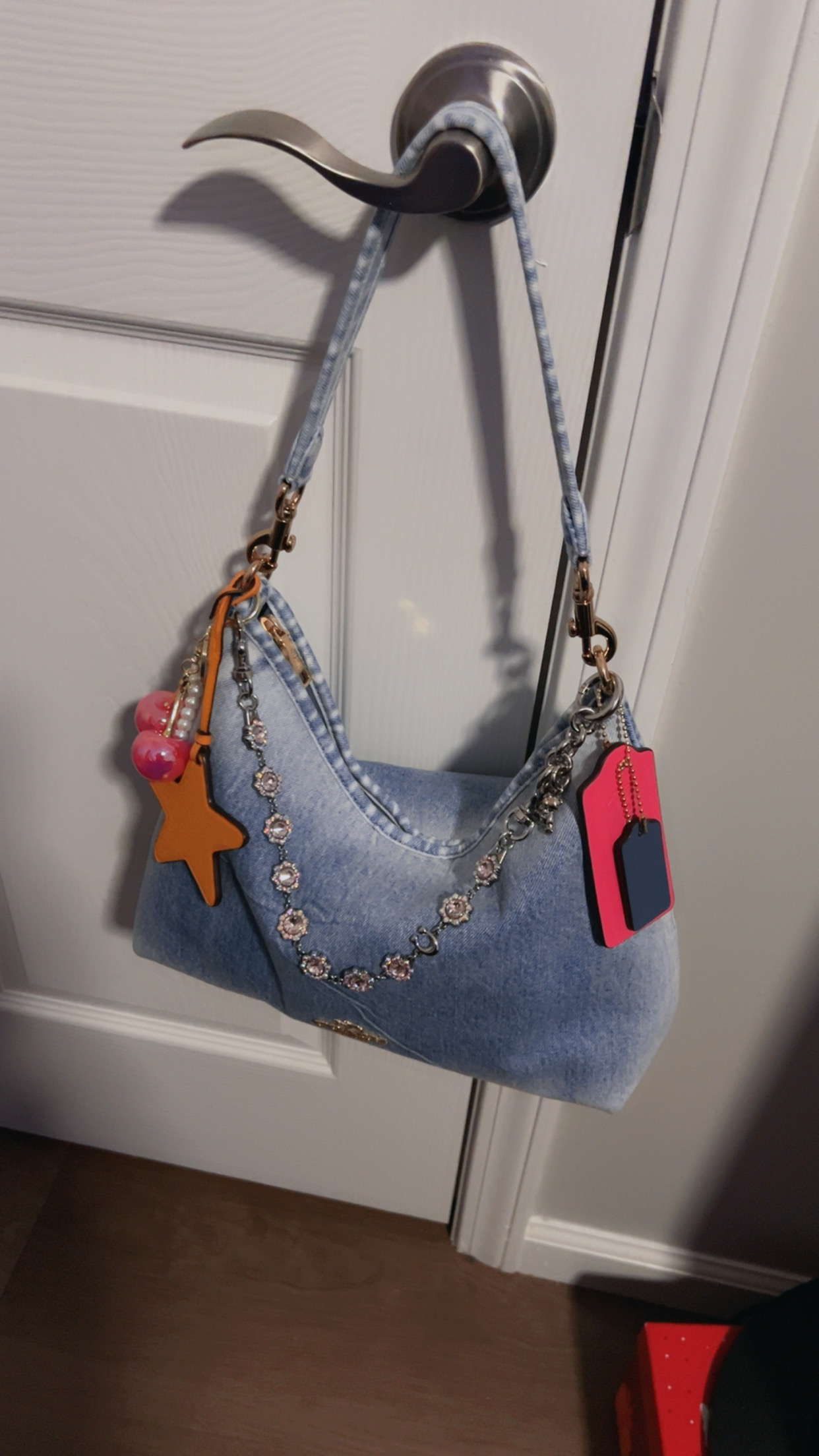 ショルダーバッグ Coach Denim Signature Hobo Shoulder Bag NWT Coach Laurel Shoulder Bag In Loved Denim With Charms CEF26 | eBay
