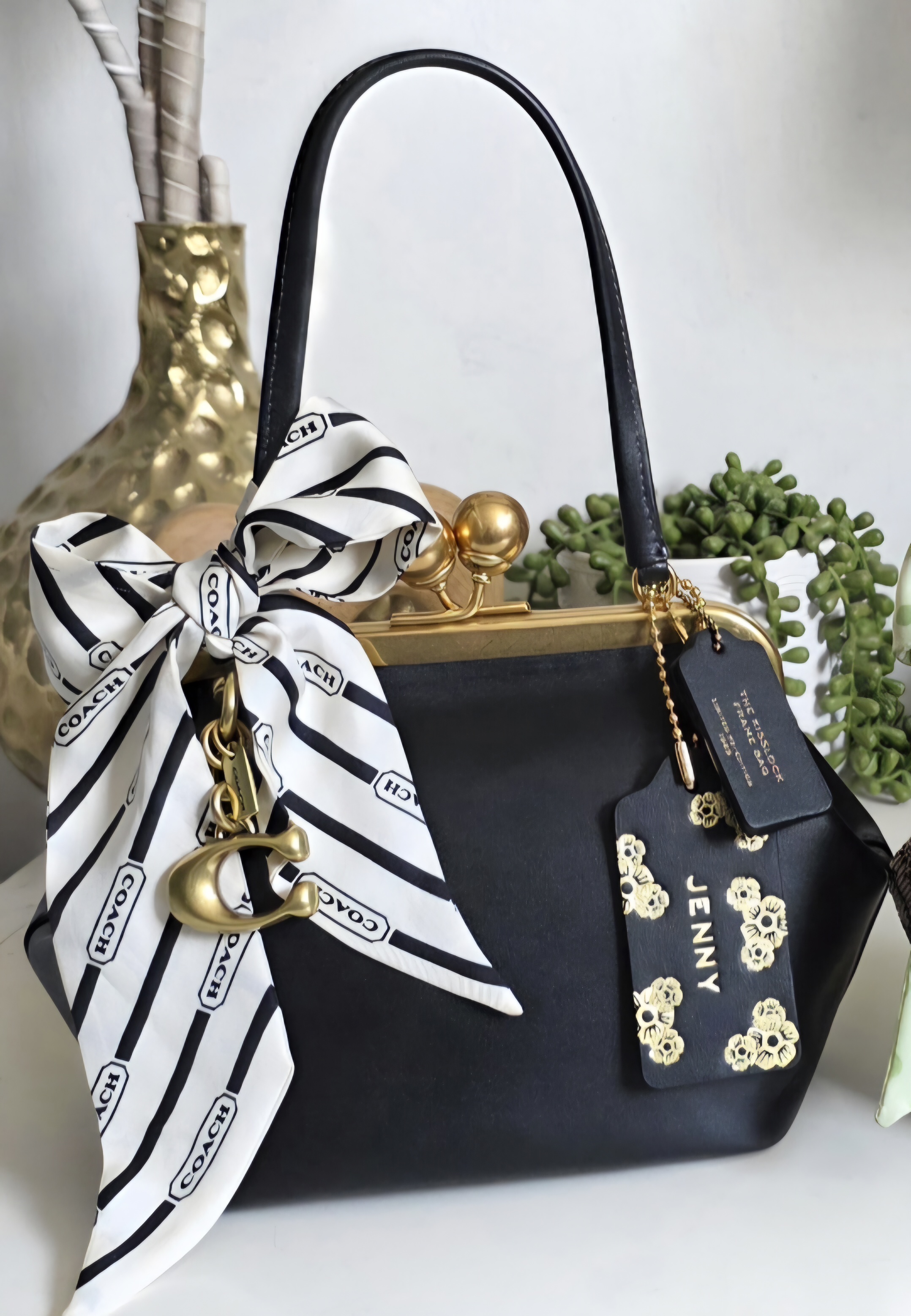コーチ美品　 Kisslock Frame Bag 16 In Crystal Signature Jacquard | Bags | Coach