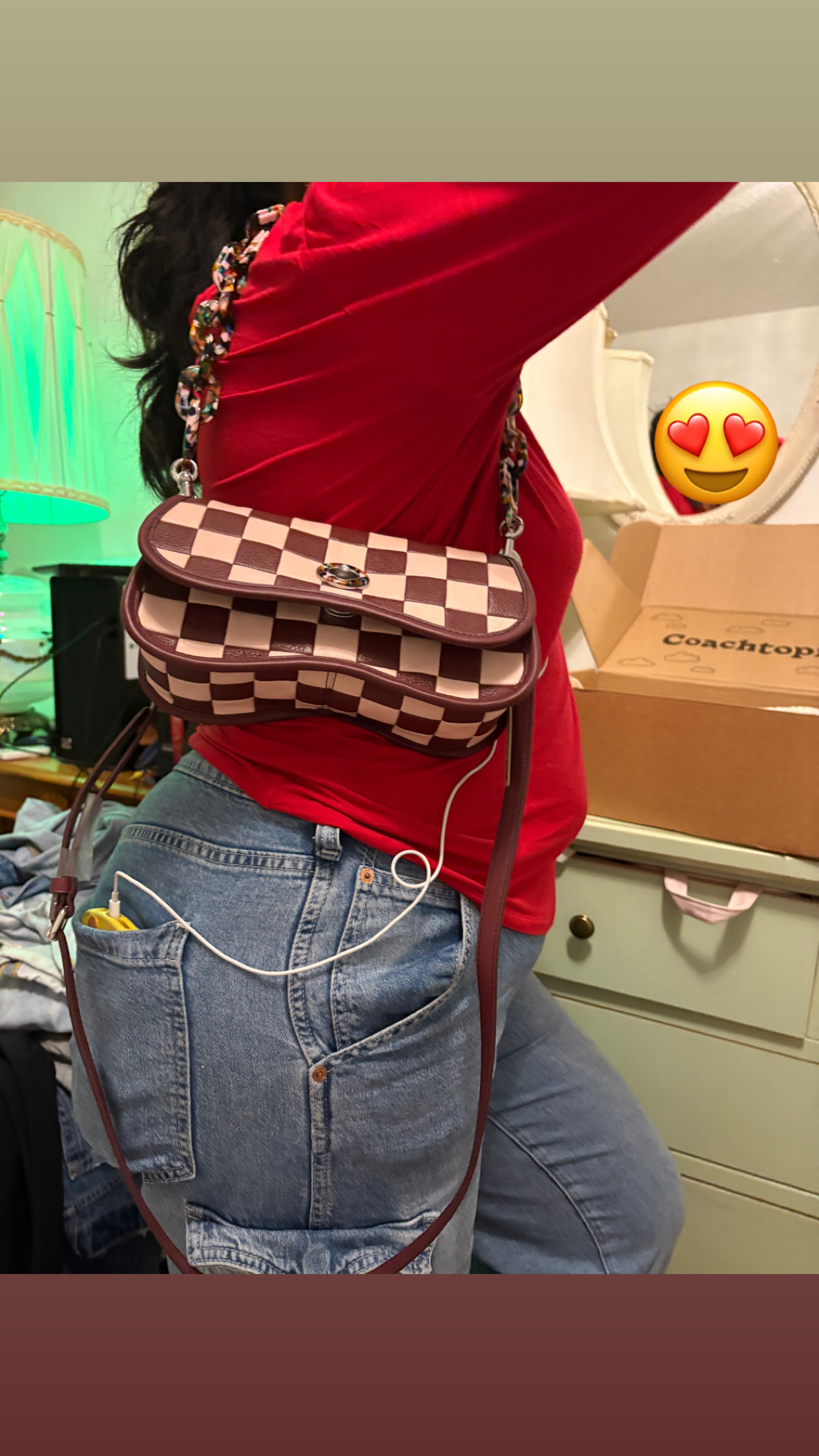Wavy Dinky Bag In Checkerboard Upcrafted Leather | Coachtopia ™
