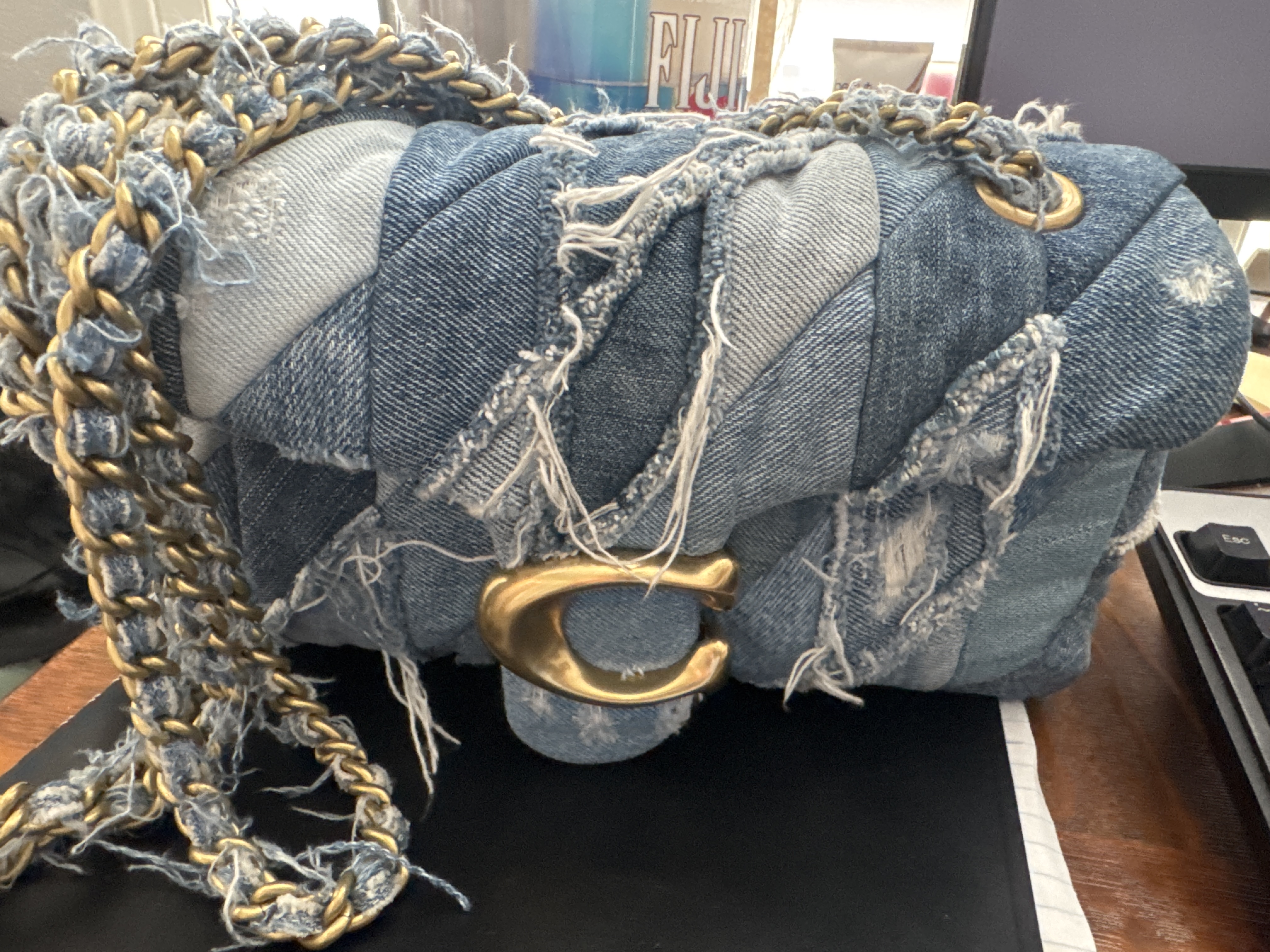 Tabby Shoulder Bag 26 With Repurposed Denim Patchwork Quilting