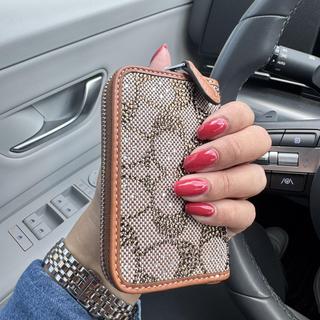 Essential Small Zip Around Card Case In Crystal Signature Jacquard