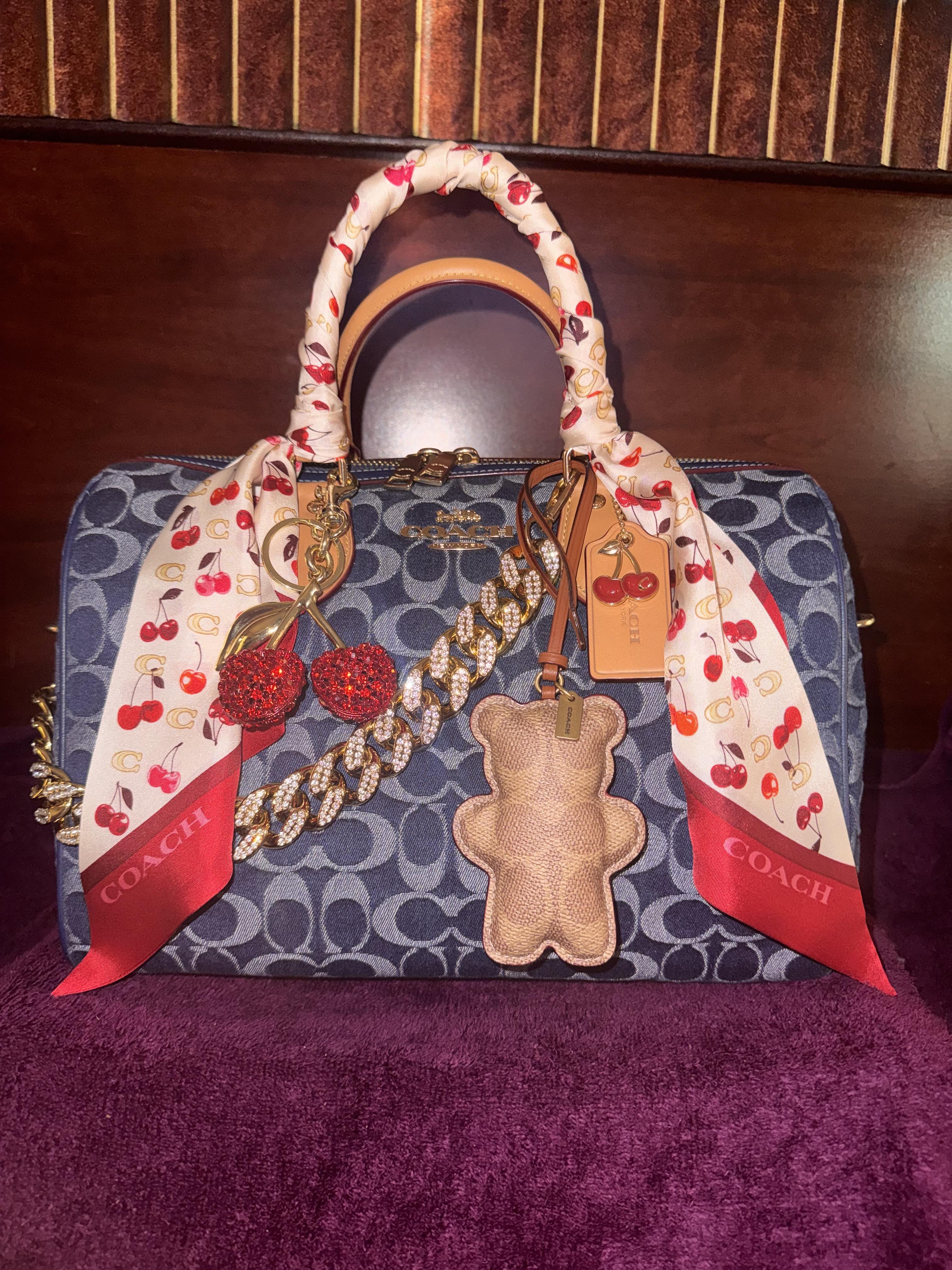 Sculpted C Cherries Print Silk Wide Skinny Scarf | Accessories