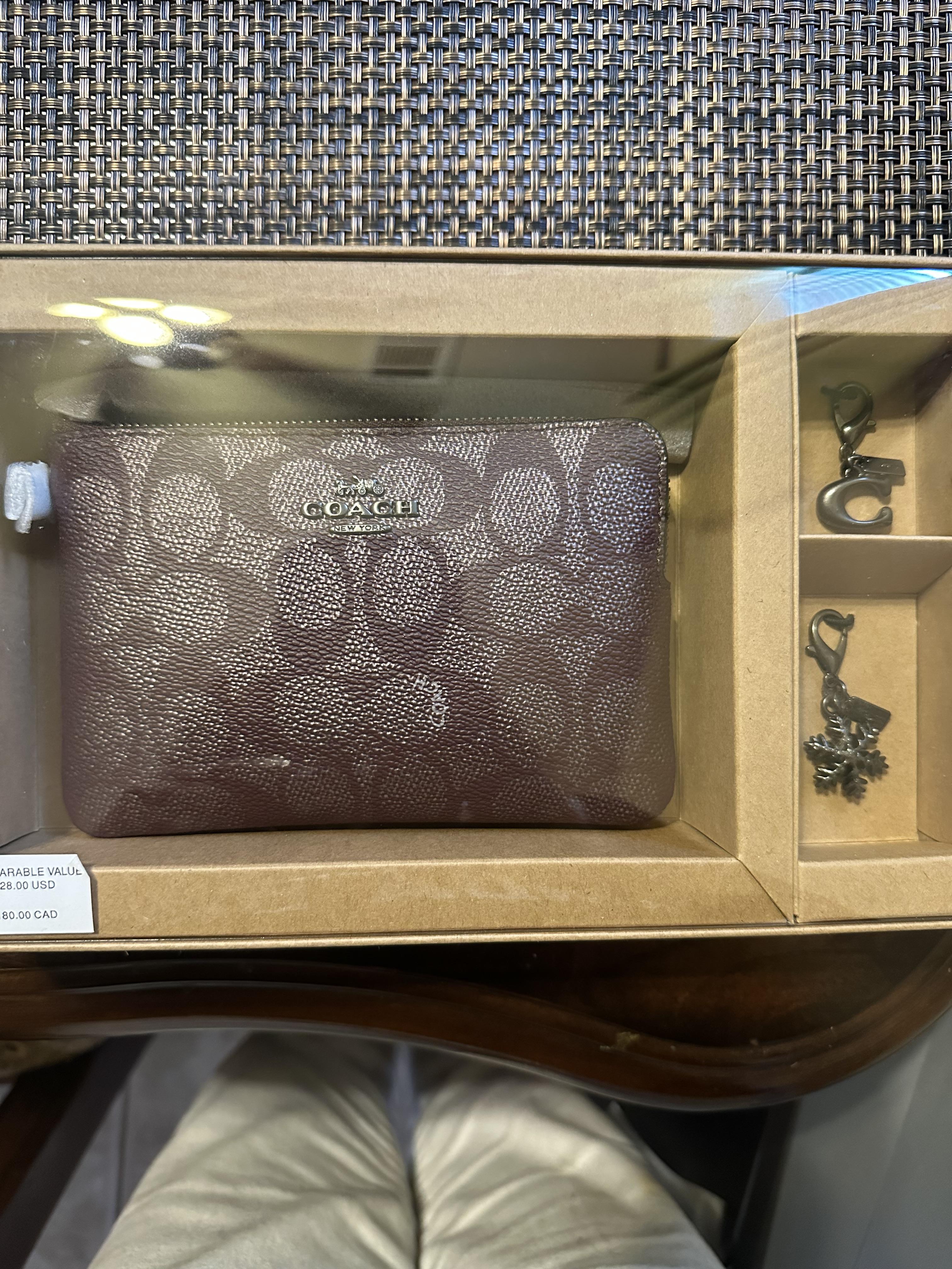 Boxed Corner Zip Wristlet In Signature Canvas With Charms