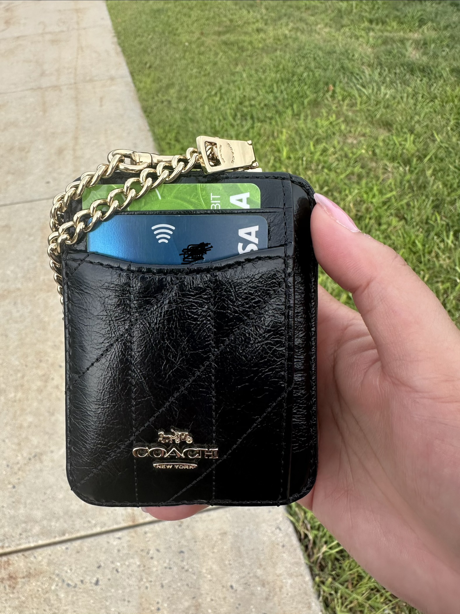 Zip Card Case In Signature Leather With Heart Charm | Wallets