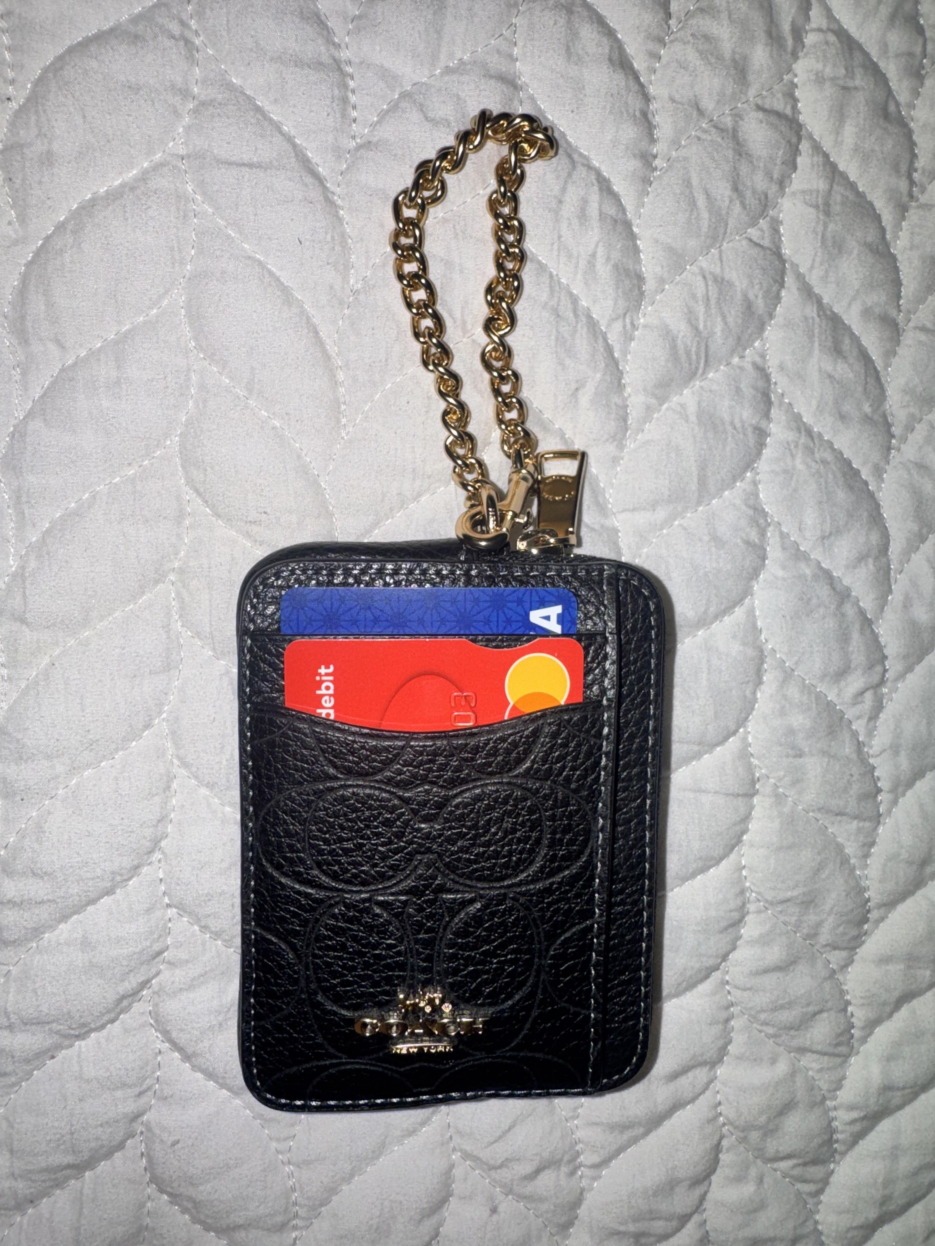 Zip Card Case In Signature Leather With Heart Charm | Wallets