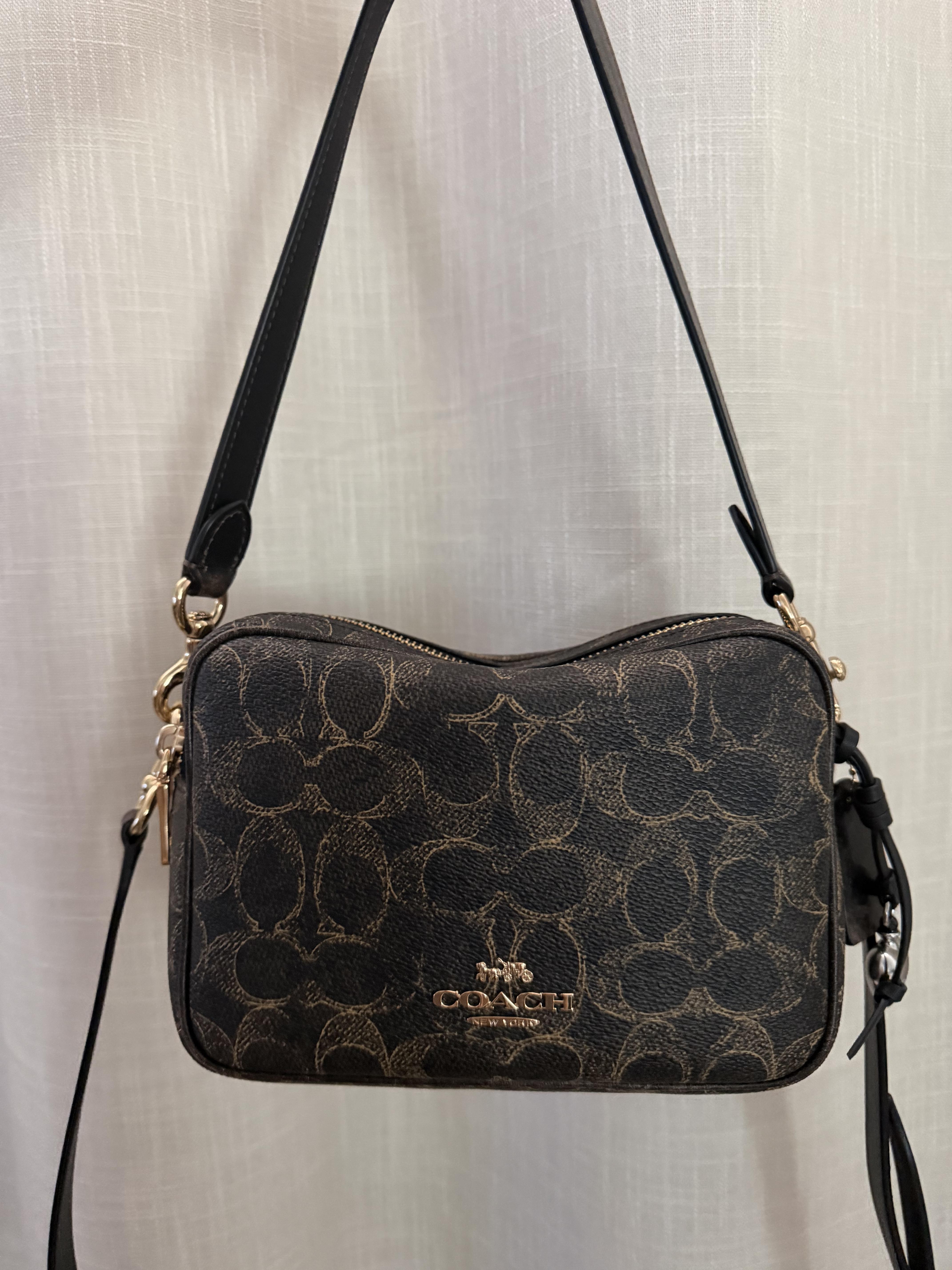 ぴっぴき侍COACH Sig Canvas Black mini Bag Mini Rowan Crossbody Bag