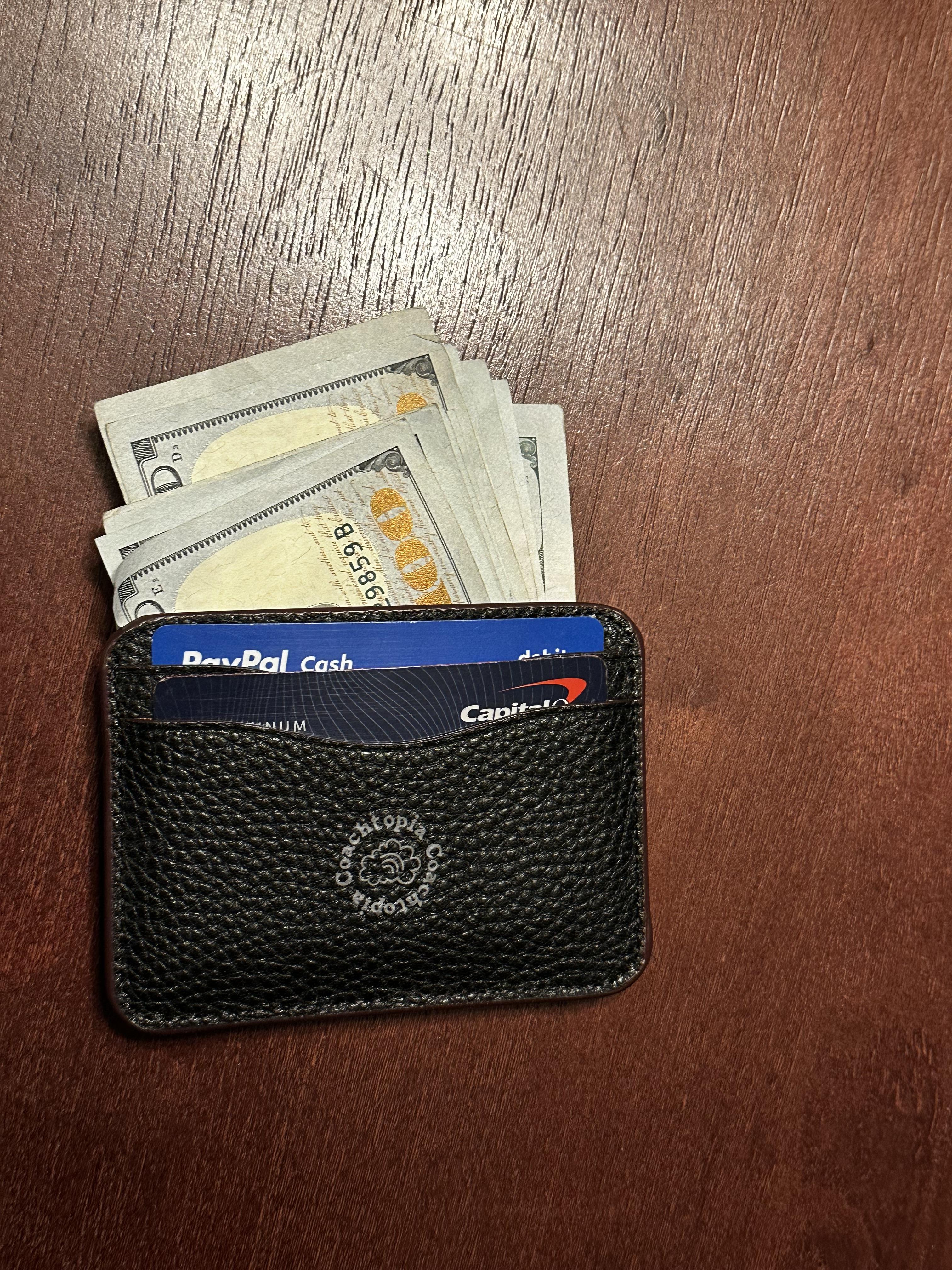 Wavy Card Case In Regenerative Leather With Cherry Print