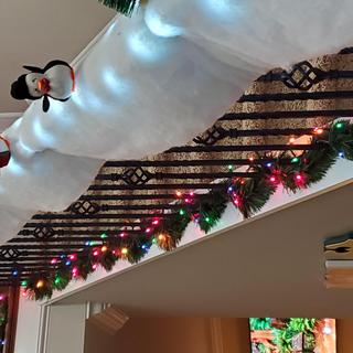penguins on the banister