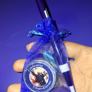 Favors for church anniversary. Fit the blue color scheme perfectly.