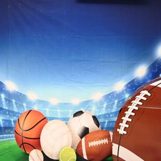 Football was used along with a photo backdrop