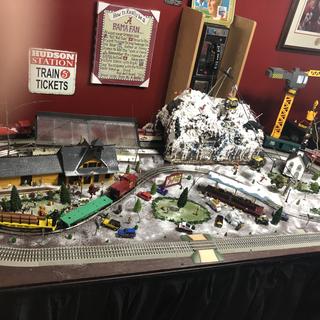 The mountain and train station