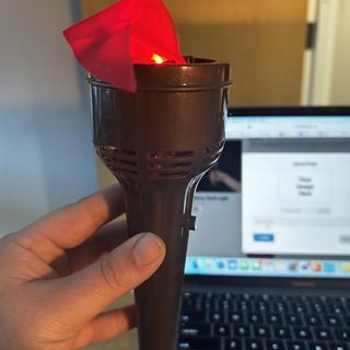 Flame is red with red light and does not stand up
