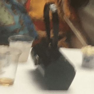 The blurry photo does not do justice to how nice the glasses looked, but they added character !