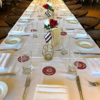 Place setting for class reunion.