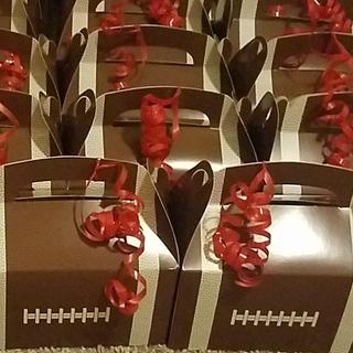 I added my son's team color with a ribbon.
