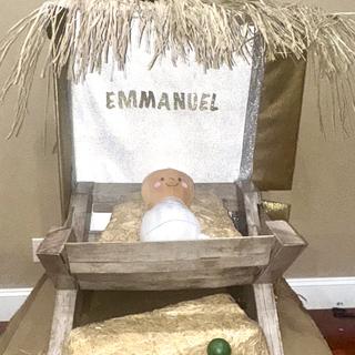 Indoor Christmas parade float for nursing home.
