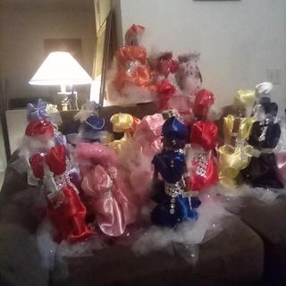 Handcrafted Dolls with Rhinestone Accessories.