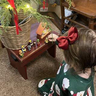 She loves to move and count the animals and wisemen.