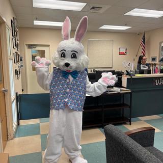 Easter bunny visiting school
