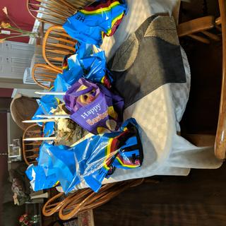 Getting 18 Easter bags ready to go!