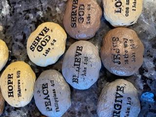 smeared ink bible verse stones