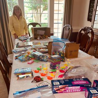 Toys, games, activity books and snacks for children awaiting counseling.