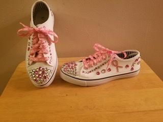 Bling Shoe Craft Class attendee’s shoes