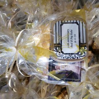 mints in goody bags for guests at 50th