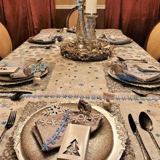 Christmas dinner table set