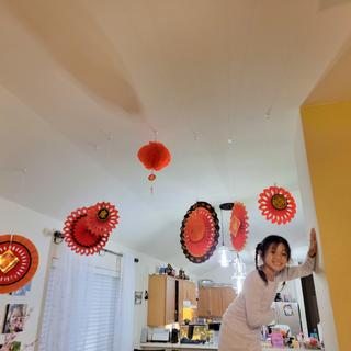 My little one was very excited to help put up our new decorations!