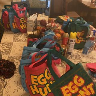 Easter bags being prepared