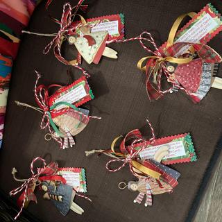 Added some bows and a scripture passage to make table favors for ladies brunch!