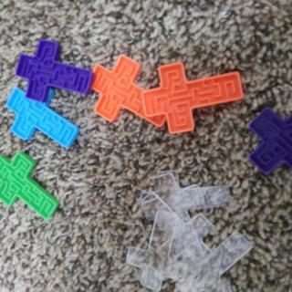 Cross puzzle maze broken apart