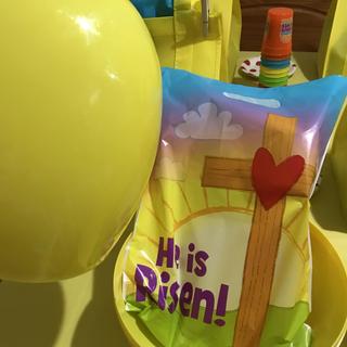 Put big Jesus doll in large Resurrection Celebration bag into BIG EGG!
