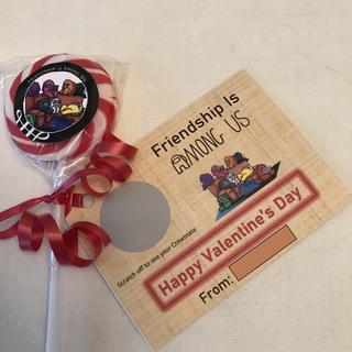 Homemade Valentine tied to lollipop