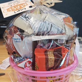 Basket for work, full of snacks