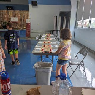 Craft Area Set Up by young helpers