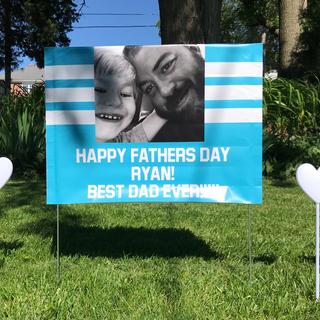 Yard sign with heart yard stakes