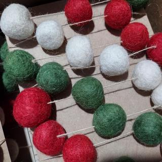 Completed Garland with Felt Pom Pom Balls
