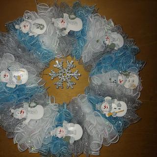 Snowman Deco Mesh Wreath