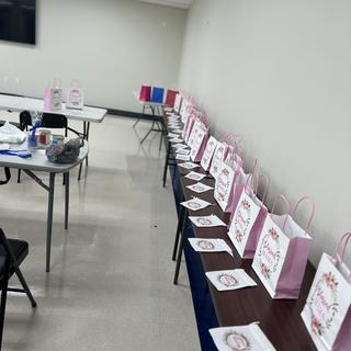 Getting Mothers Day bags ready at OC