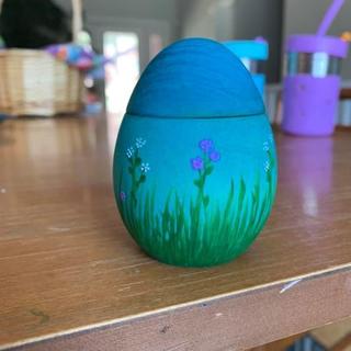 Dyed, then painted egg